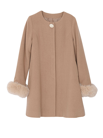 【W】ノーカラービジューコート