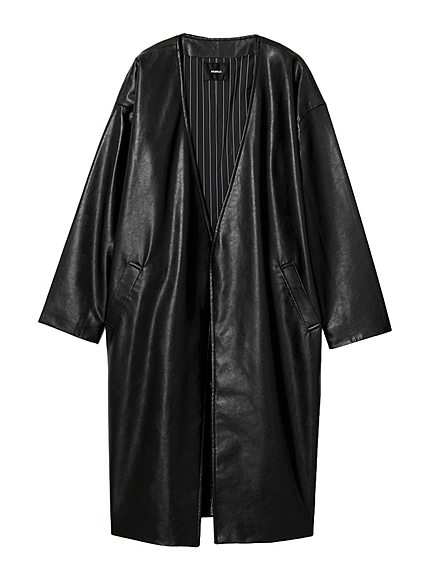 【CASUAL】フェイクレザーロングコート