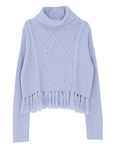 【W】フリンジケーブルニット