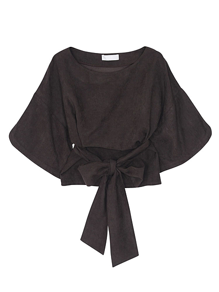 【W】スエードフリルブラウス