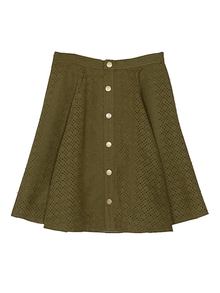 【W】スエードパンチングスカート