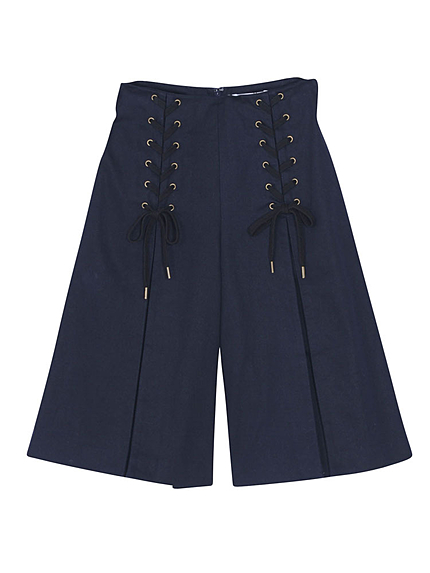 【dazzlin】レースアップ膝丈ガウチョパンツ