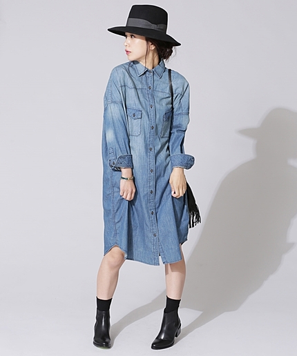 6oz デニムシャツワンピース