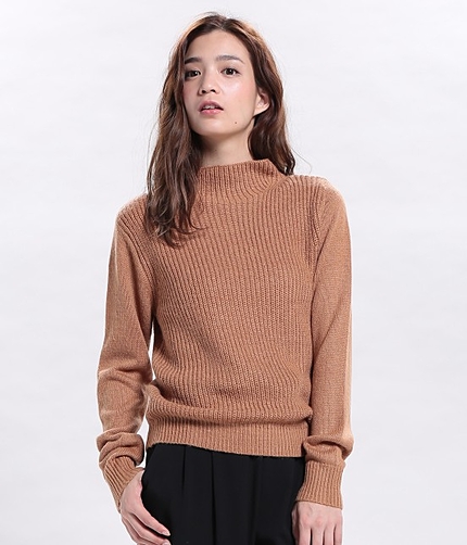 片畦ボトルネックプルオーバー