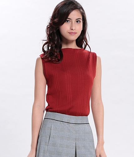 ウオッシャブルリブノースリーブニット