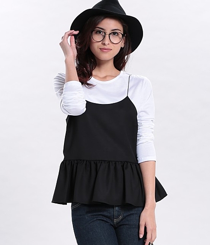 ギャザー切り替えオーバーキャミソール