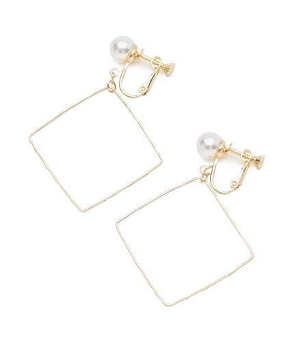 パール付枠イヤリング