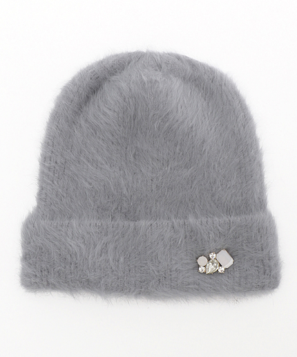 アンゴラタッチビジューニットキャップ