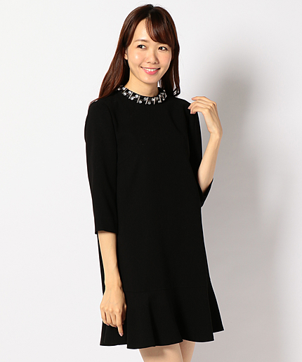 ビジューカラーフリルワンピース