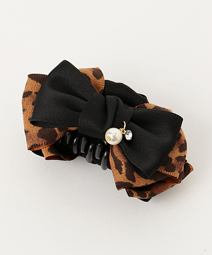 レオパードリボンヘアクリップ