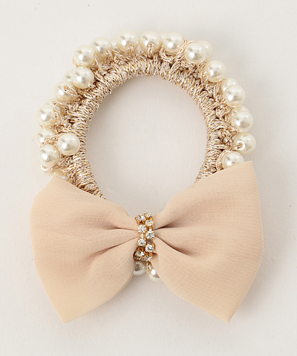 リボンモチーフパールヘアゴム