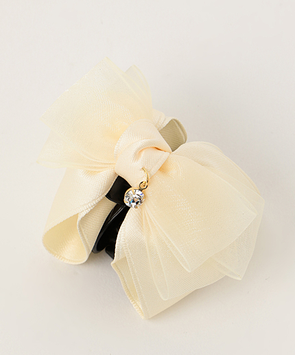 ビジューポイントリボンヘアクリップ