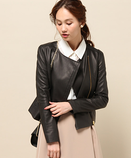 ラムレザー ノーカラージャケット