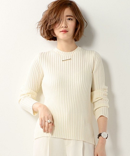 ○UWBT W リブ クルーネック ロングスリーブ