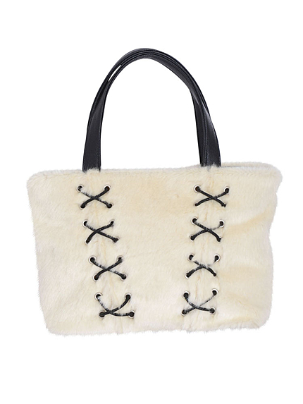 レースアップフェイクファートートbag
