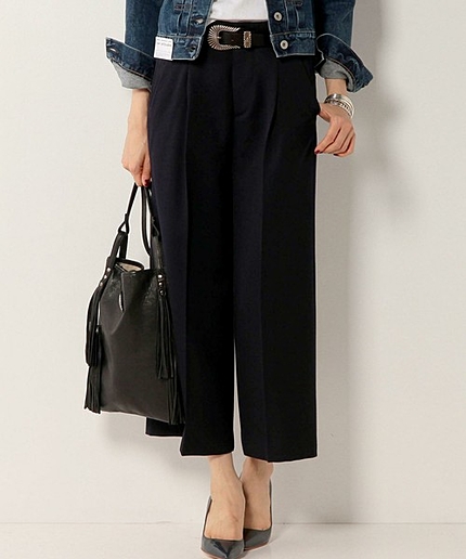 UWMM W タックワイド クロップドパンツ