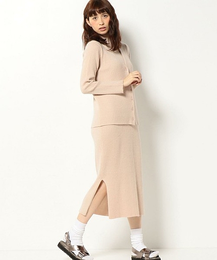 カーディガン＋ロングワンピースセット/AEBC N/W CGN セットOP