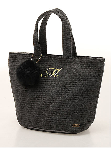 ポンポン付きイニシャルミニトート