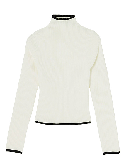 ポイントバイカラーリブニットトップス