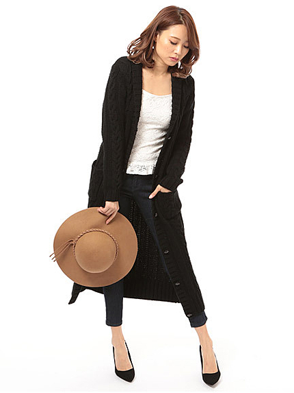 ソフトケーブルロングカーディガン