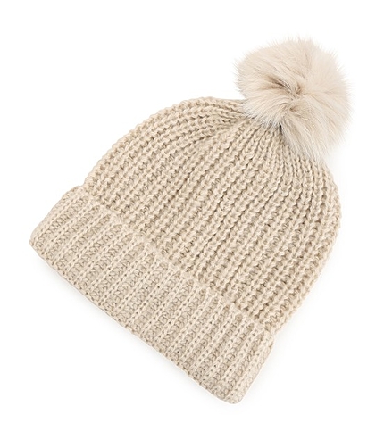 【2WAY】フォックスポンポンニット帽