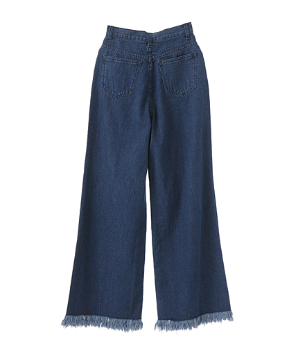 フリンジデニムワイドPT
