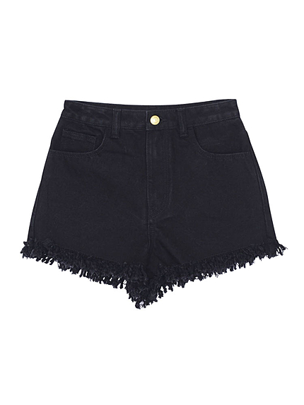 フリンジデニムショートパンツ