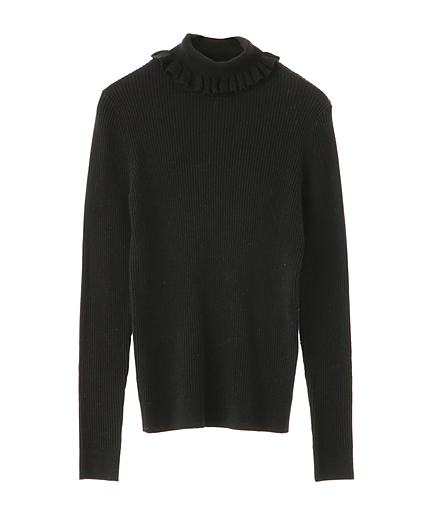 フリルタートルニット