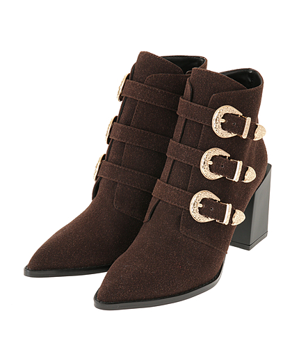 3連バックルショートブーツ