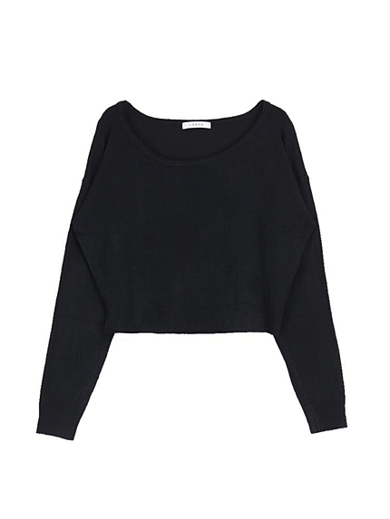 ラウンドネックプレーンニット