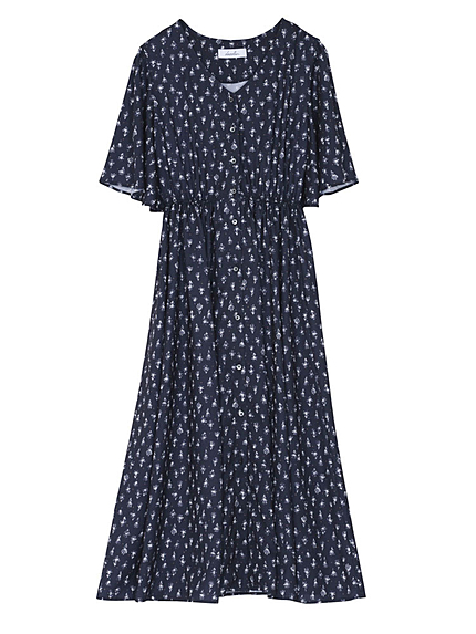 【W】小花柄フレアーマキシワンピース