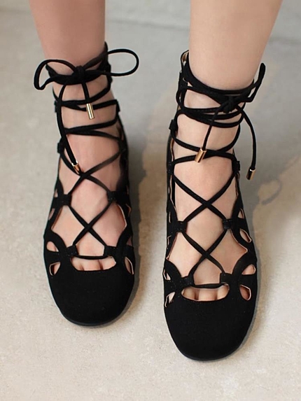 レースアップフラットシューズ