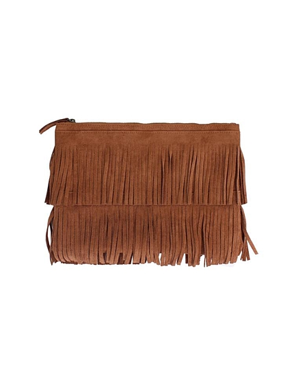 スエードフリンジクラッチバッグ