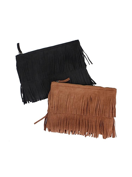 スエードフリンジクラッチバッグ
