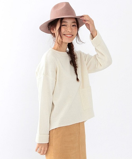 ポケットクルーネックニットプルオーバー/ AEBC W/N POC C/N PO