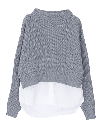 レイヤードボトルネックニット