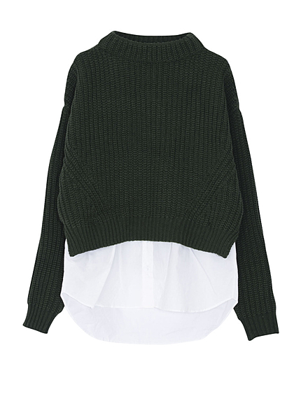 レイヤードボトルネックニット