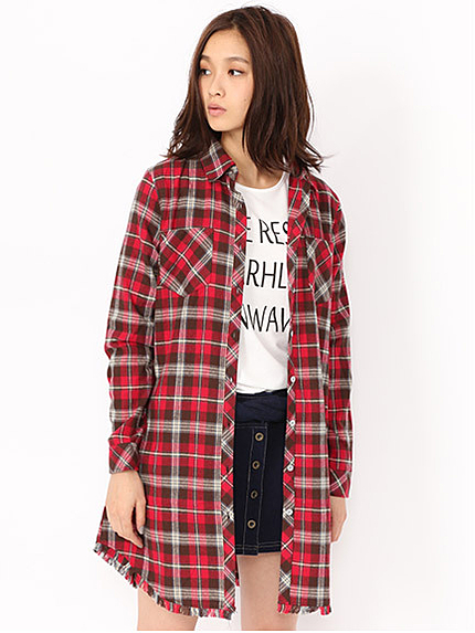 スウェットロゴトップス+ロングシャツSET