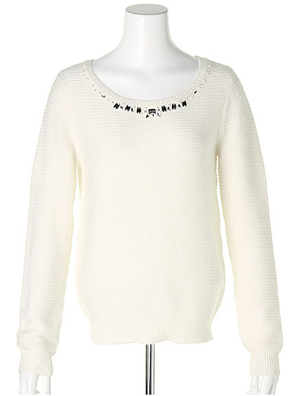 アンゴラ混Mixビース付きニット