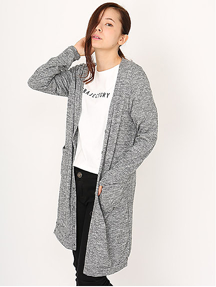 Vネックロングカーディガン