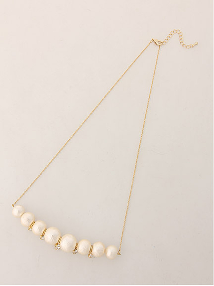 クリアストーン×コットンパールネックレス