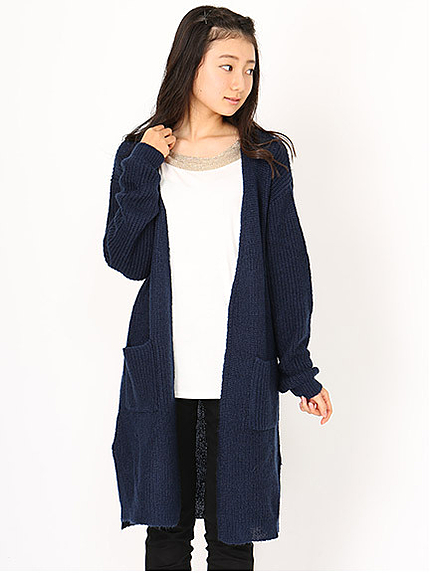 コースゲージロングニットカーディガン