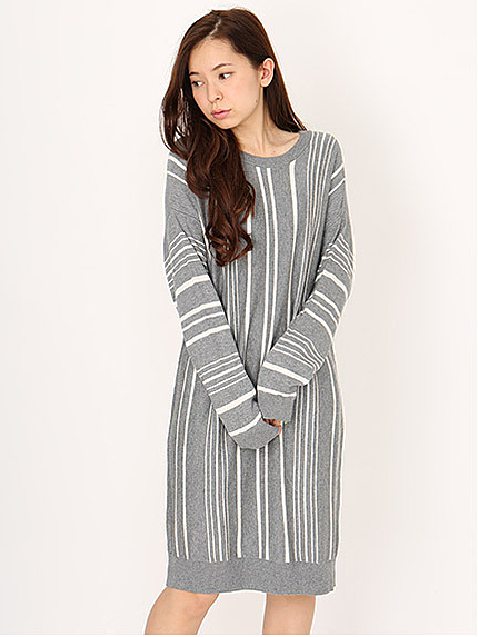 マルチストライプニットワンピ