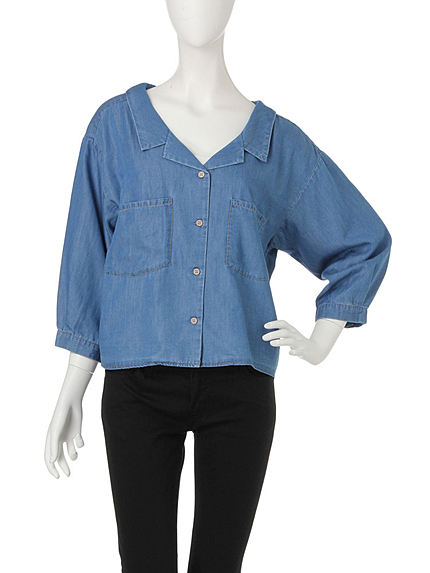 【green】テンセルデニム開襟シャツ