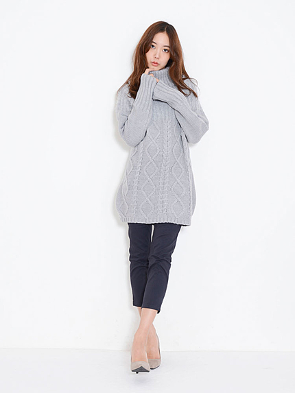 【green】もけもけゆるタートルニット