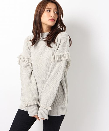 フリンジケーブルニット