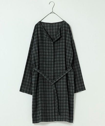 【新作入荷】[ADVANCE LINE]シャギーチェックコートワンピース