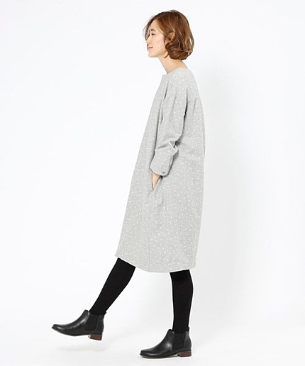 コットン起毛ドットプリントワンピース