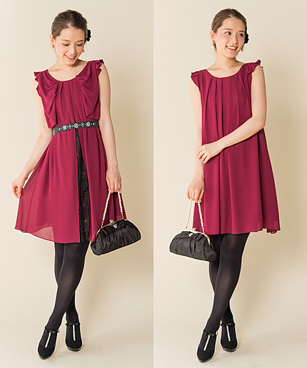 【前後着用OK】ラッフルリボンドレス