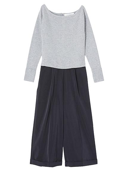 ガウチョパンツドッキンクニットコンビネゾン